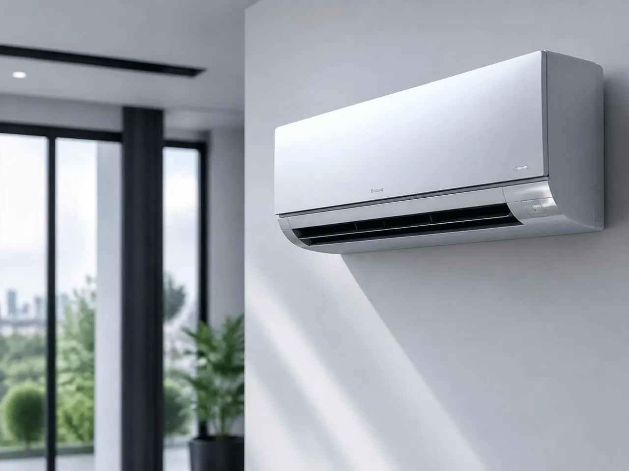Ar condicionado moderno instalado em ambiente residencial